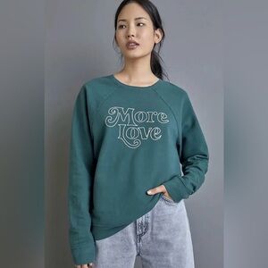 Anthropologie Women’s Green 'More Love' Sweatshirt Size Small